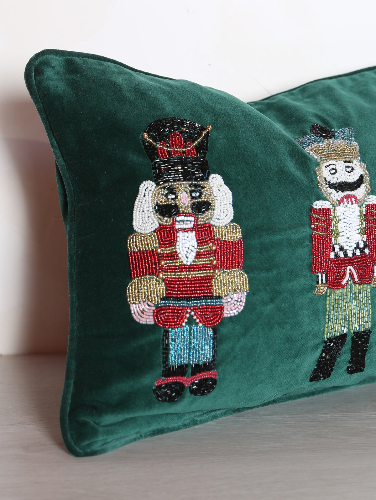 Beaded Nutcrackers Cushion - Emerald