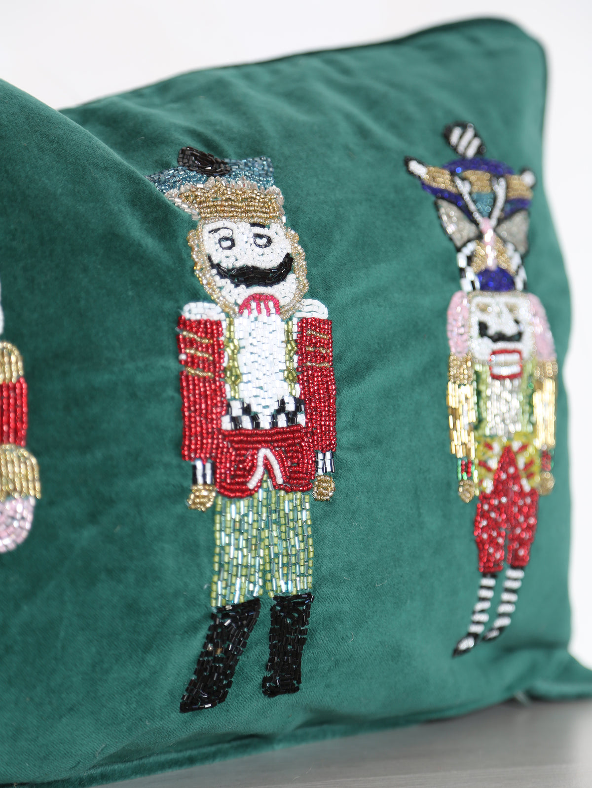 Beaded Nutcrackers Cushion - Emerald