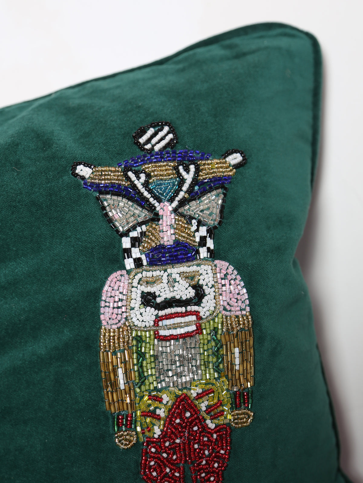 Beaded Nutcrackers Cushion - Emerald