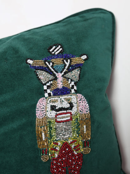 Beaded Nutcrackers Cushion - Emerald