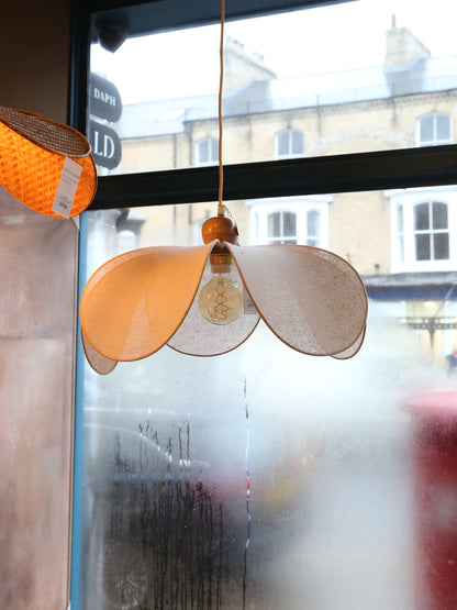 Lavriria Linen Petal Pendant Lamp - 60x30 cm - Wooden Top