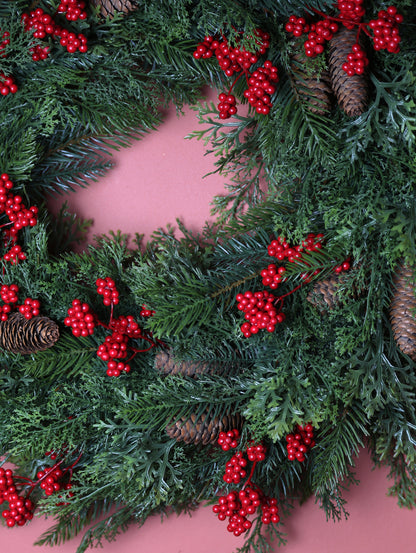 Pine &amp; Berries Clustered Wreath