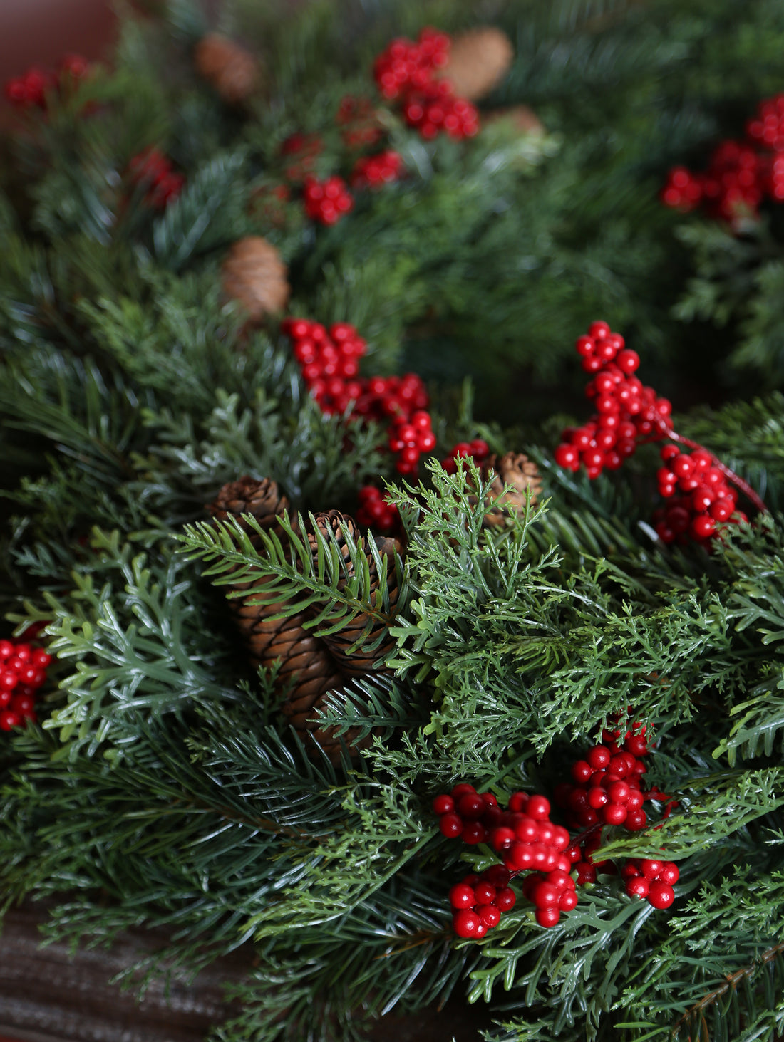 Pine &amp; Berries Clustered Wreath