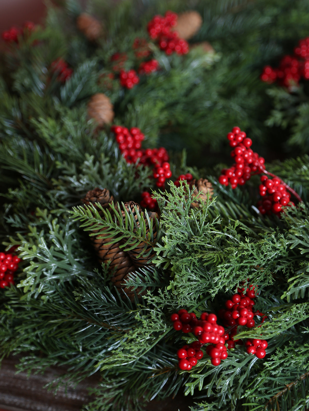 Pine &amp; Berries Clustered Wreath