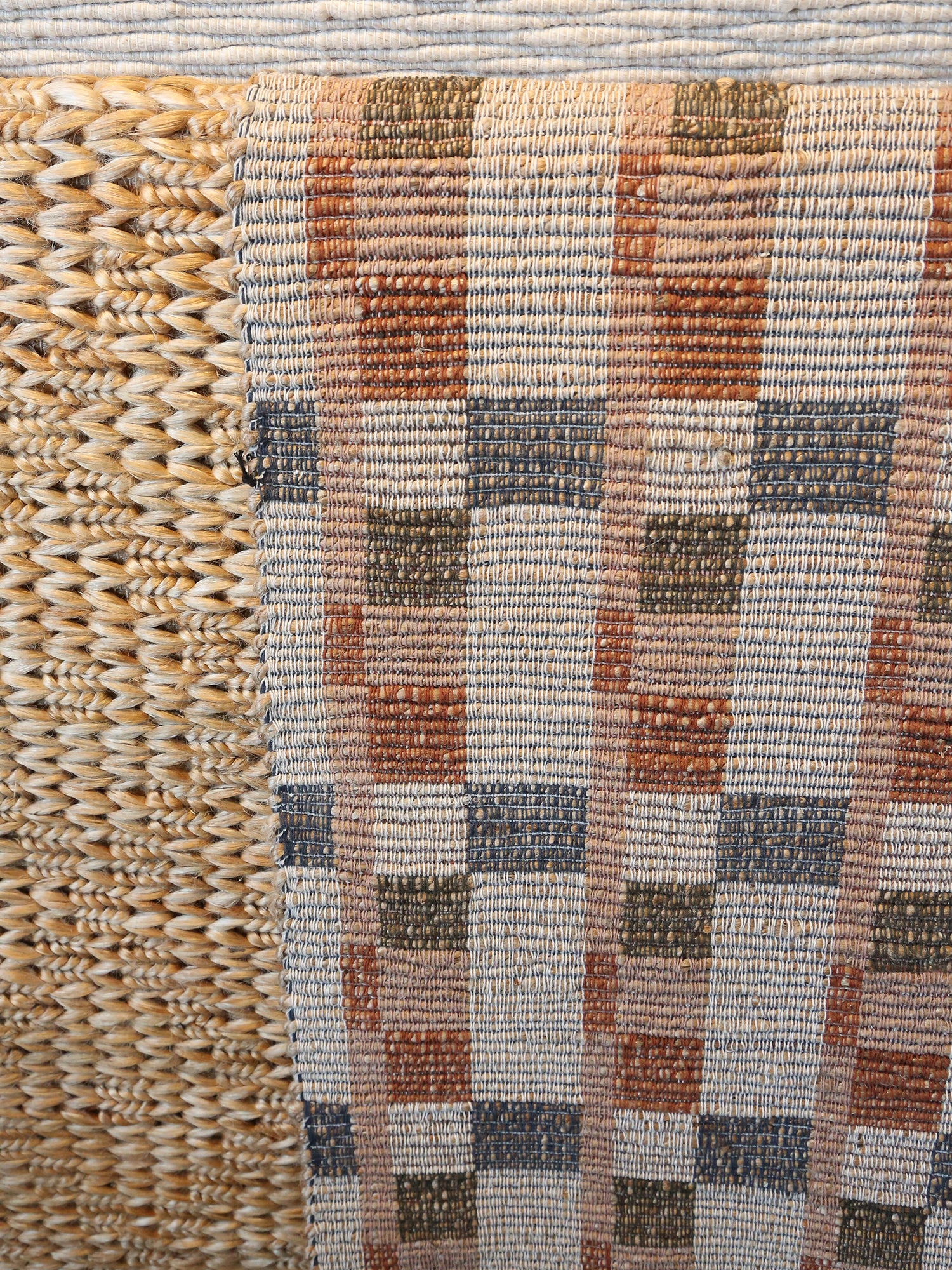 Checkered Jute Rug -  Sienna, Blue, Sage