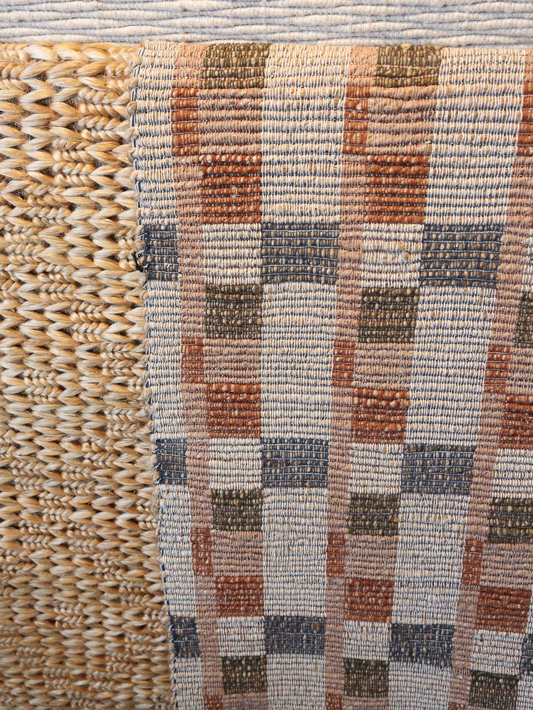 Checkered Jute Rug -  Sienna, Blue, Sage