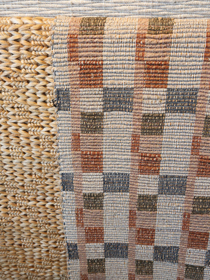 Checkered Jute Rug -  Sienna, Blue, Sage