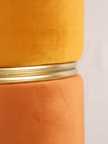 Sun Mustard Plush Velvet Bubbly Stool