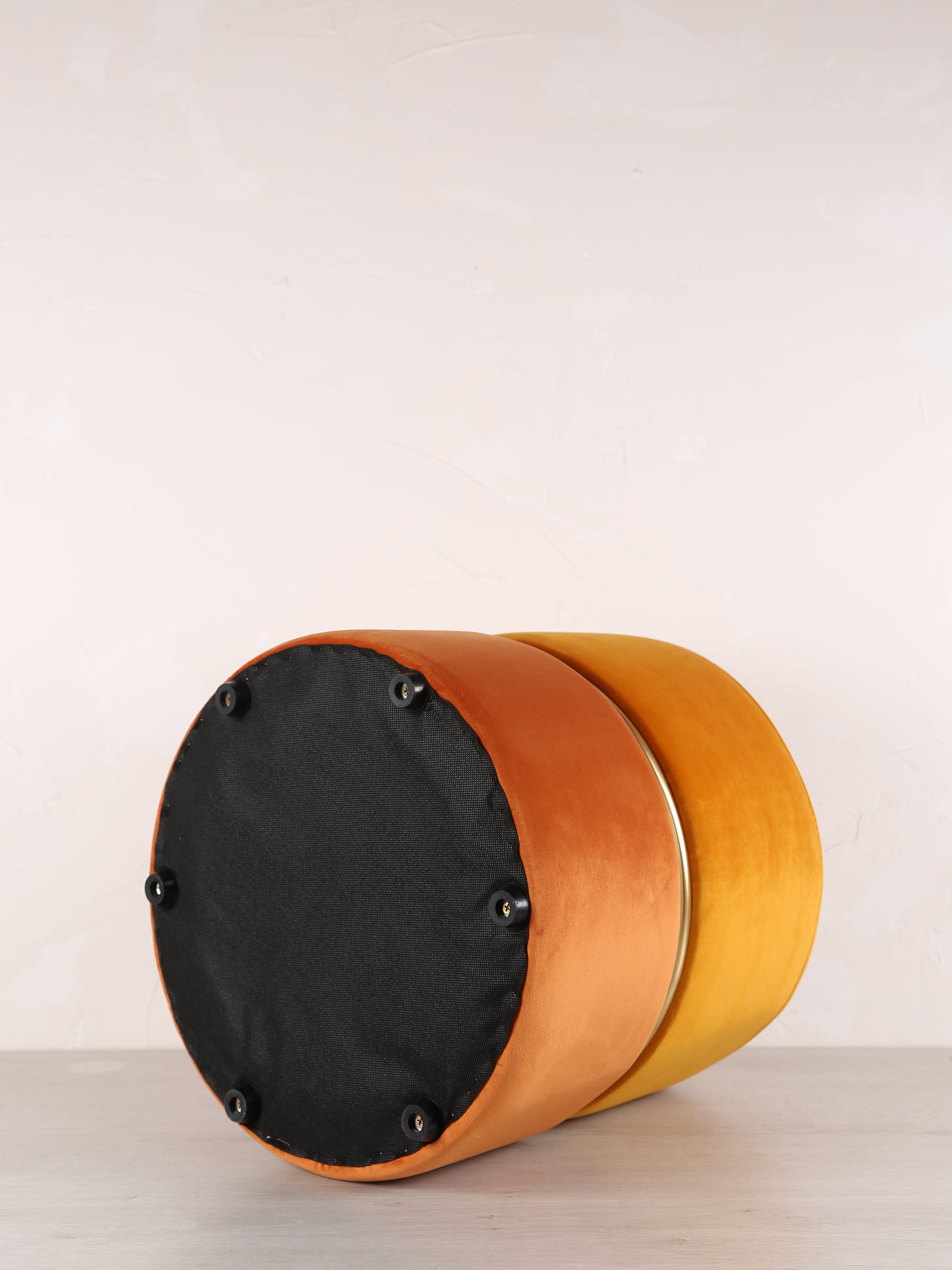Sun Mustard Plush Velvet Bubbly Stool