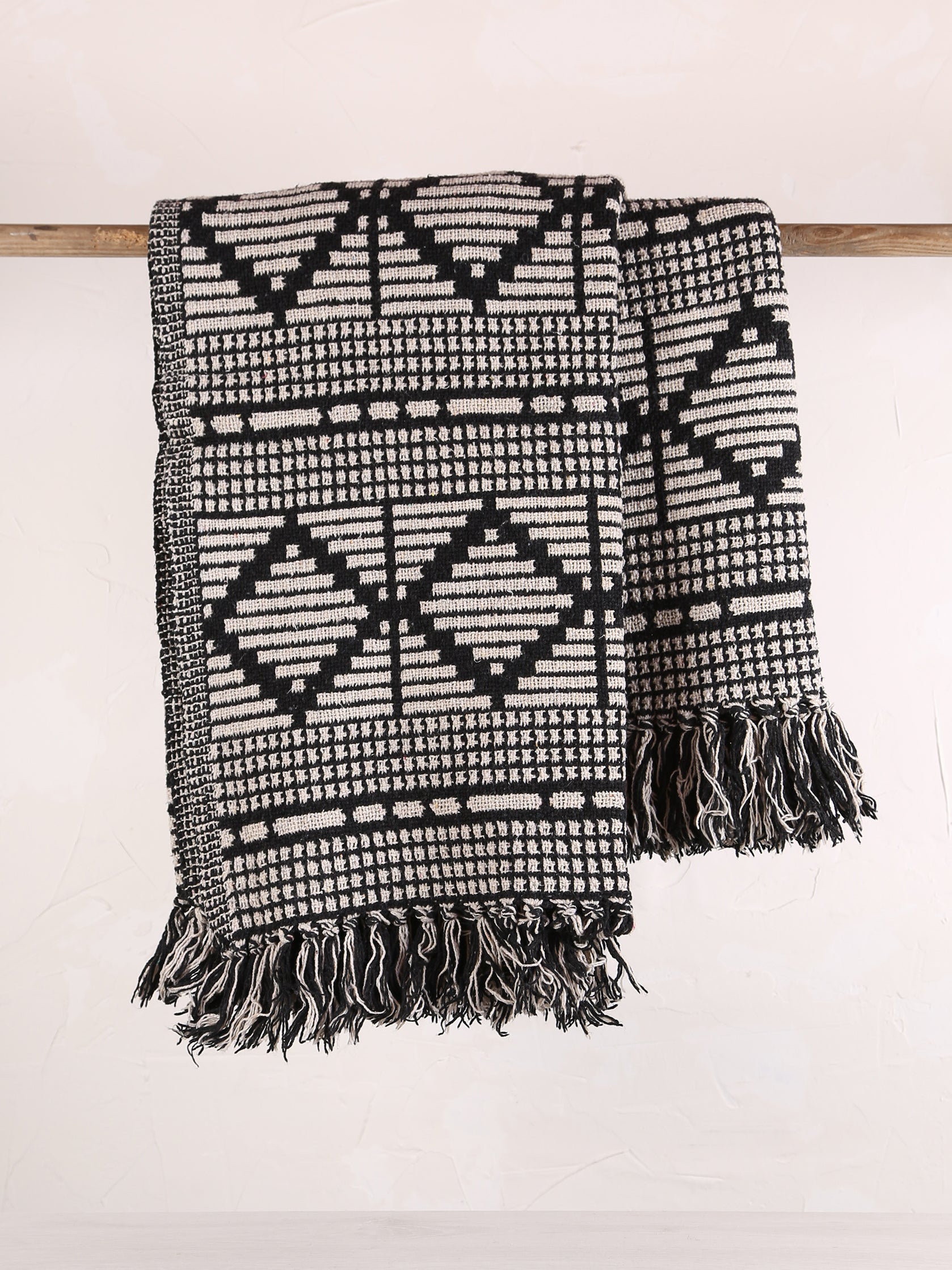 Gutte - Printed Recycled Cotton Throw - Black