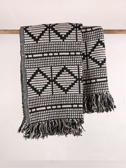 Gutte - Printed Recycled Cotton Throw - Black