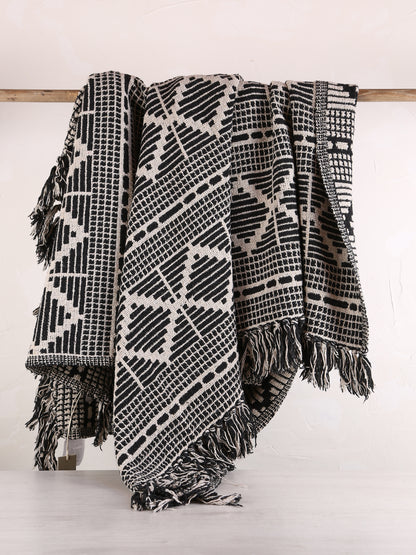 Gutte - Printed Recycled Cotton Throw - Black