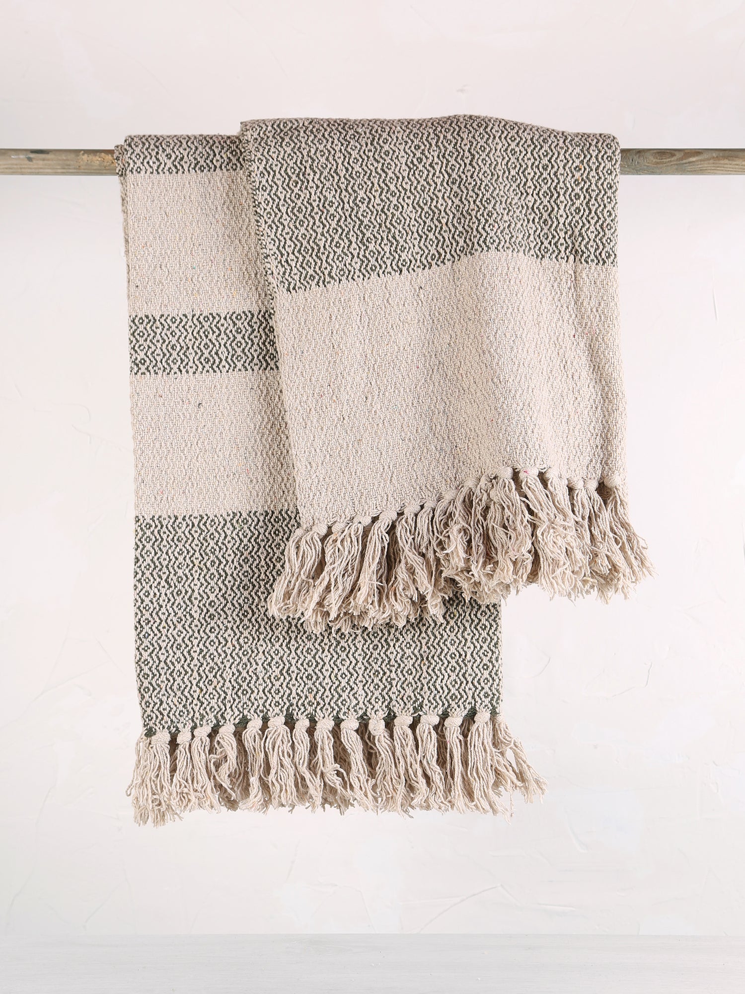 Fidan - Recycled Cotton Throw - Printed Green