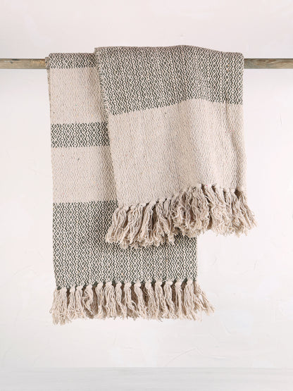 Fidan - Recycled Cotton Throw - Printed Green