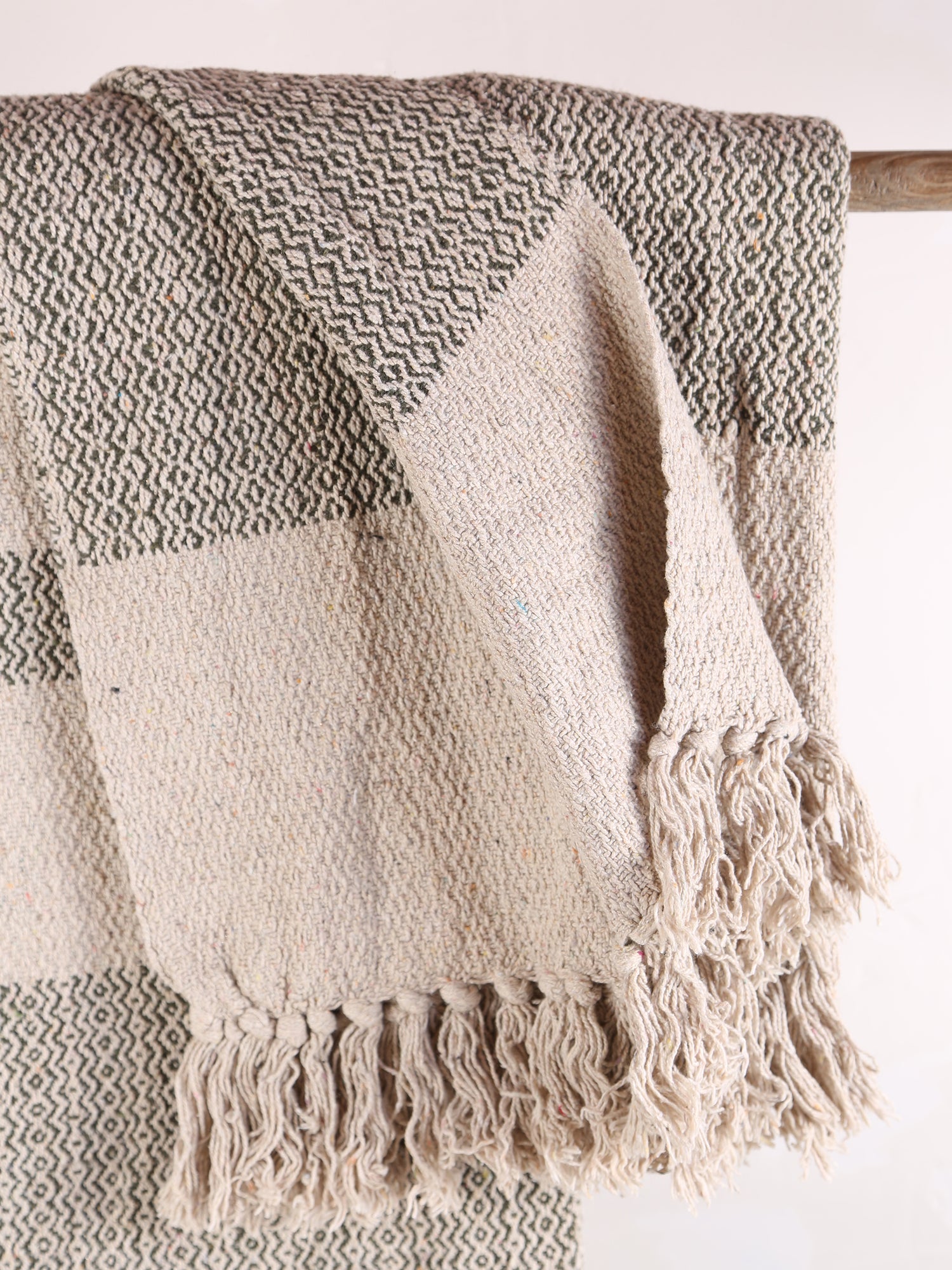 Fidan - Recycled Cotton Throw - Printed Green