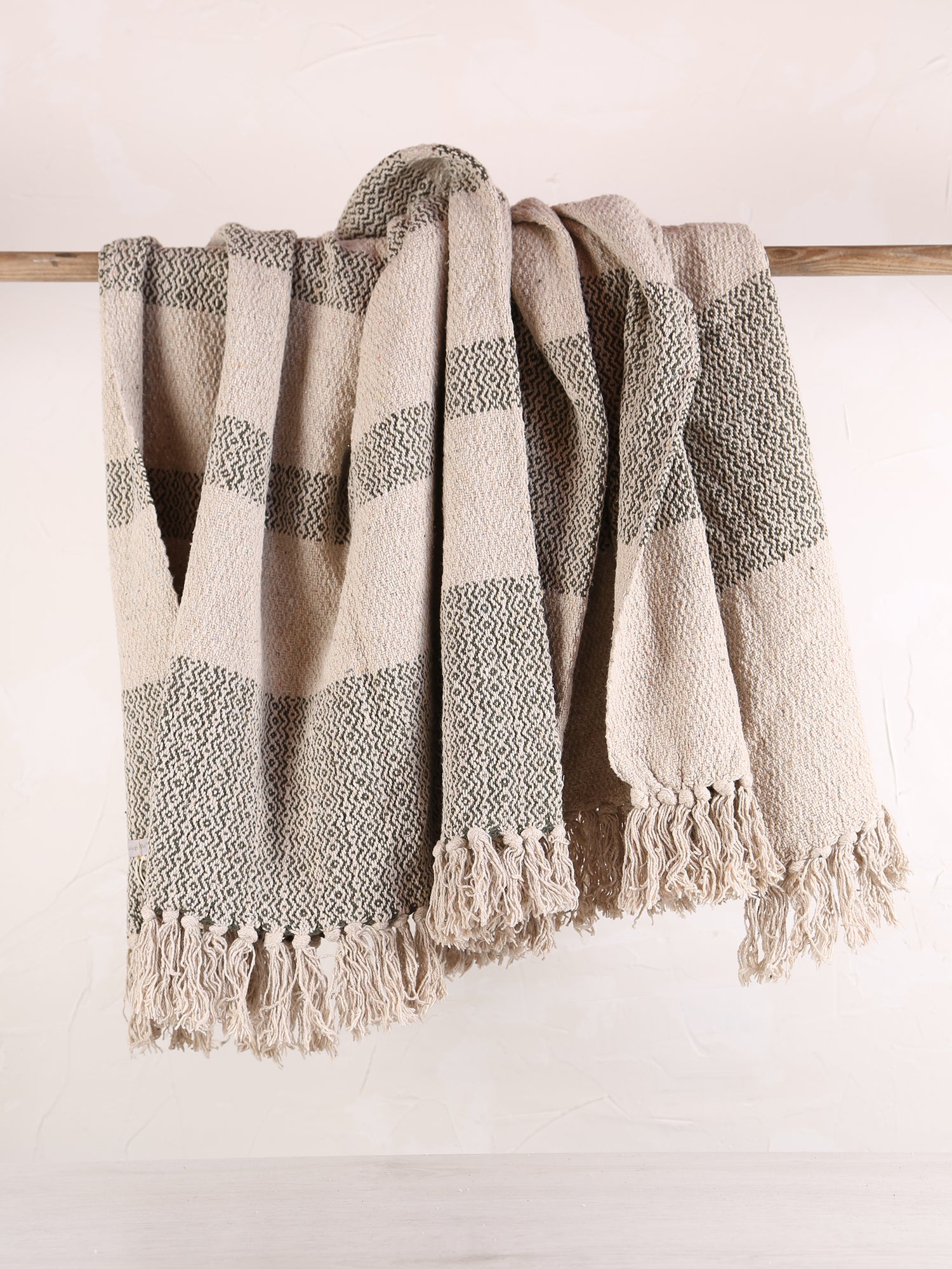 Fidan - Recycled Cotton Throw - Printed Green