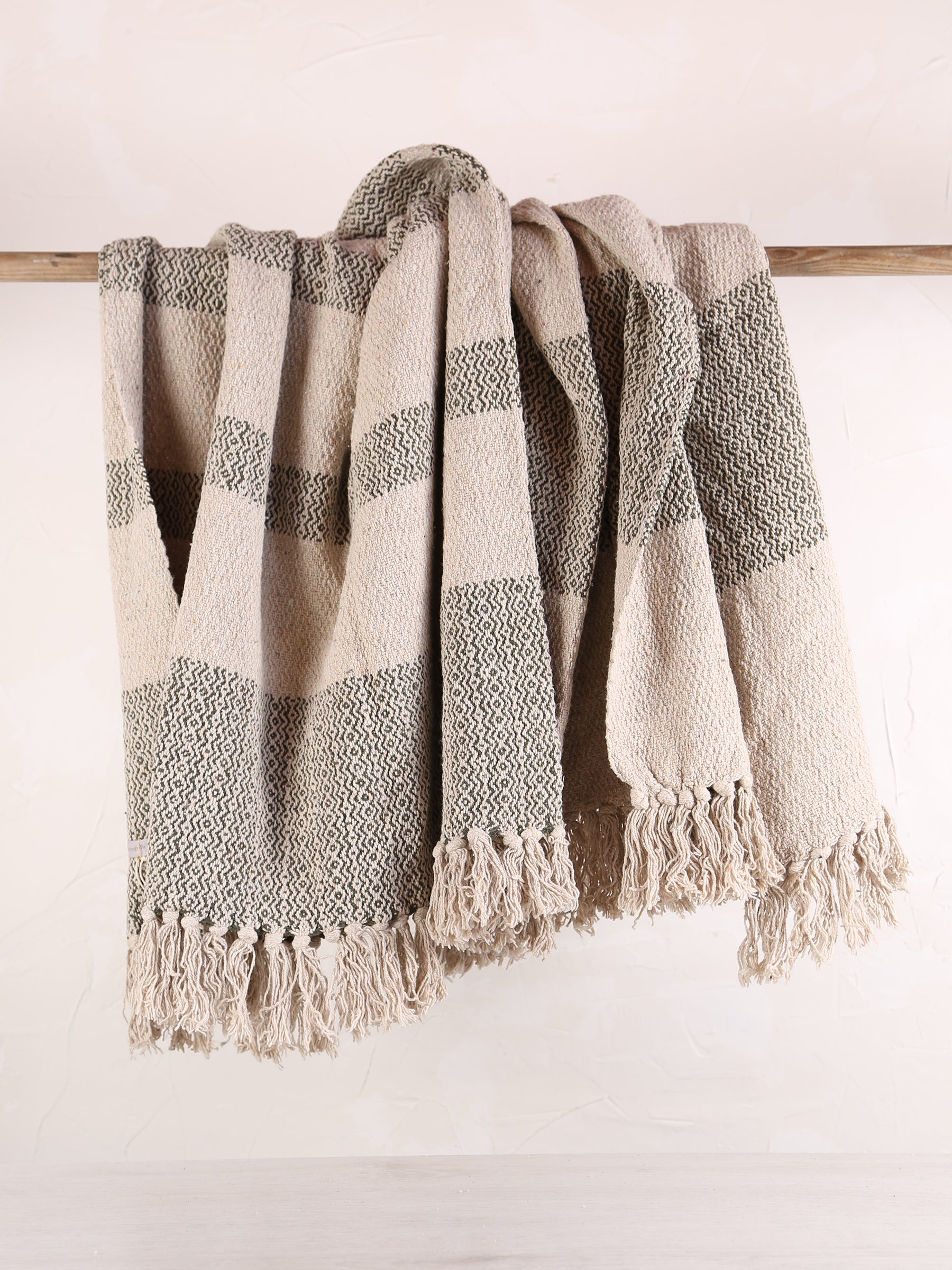 Fidan - Recycled Cotton Throw - Printed Green