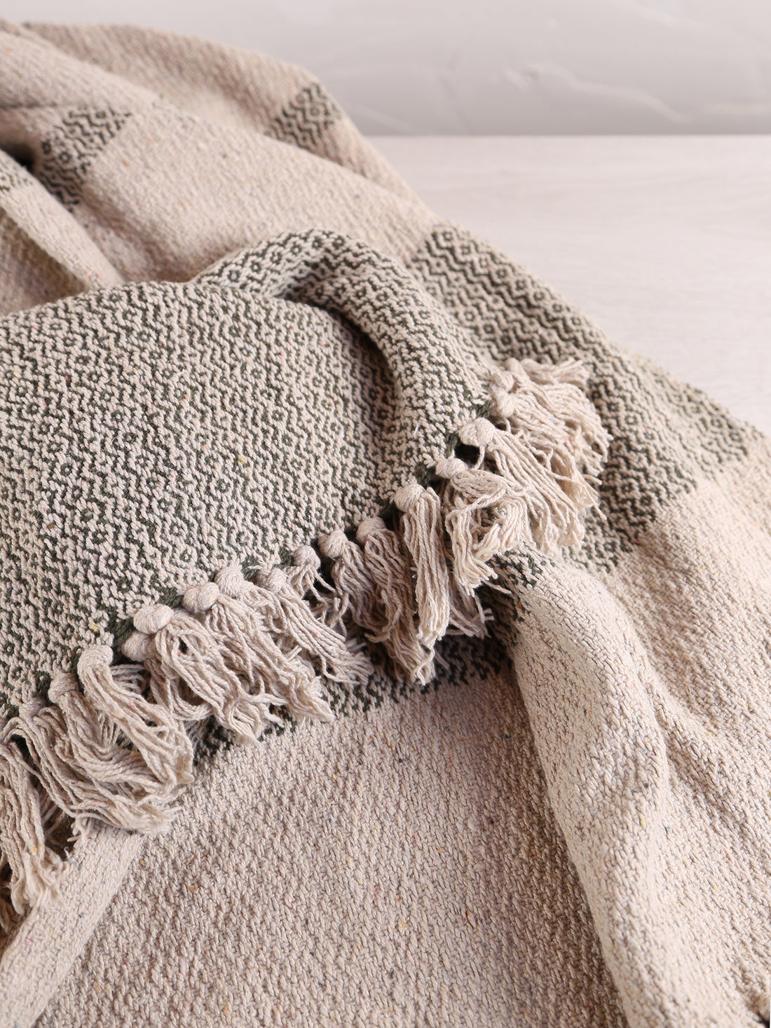 Fidan - Recycled Cotton Throw - Printed Green