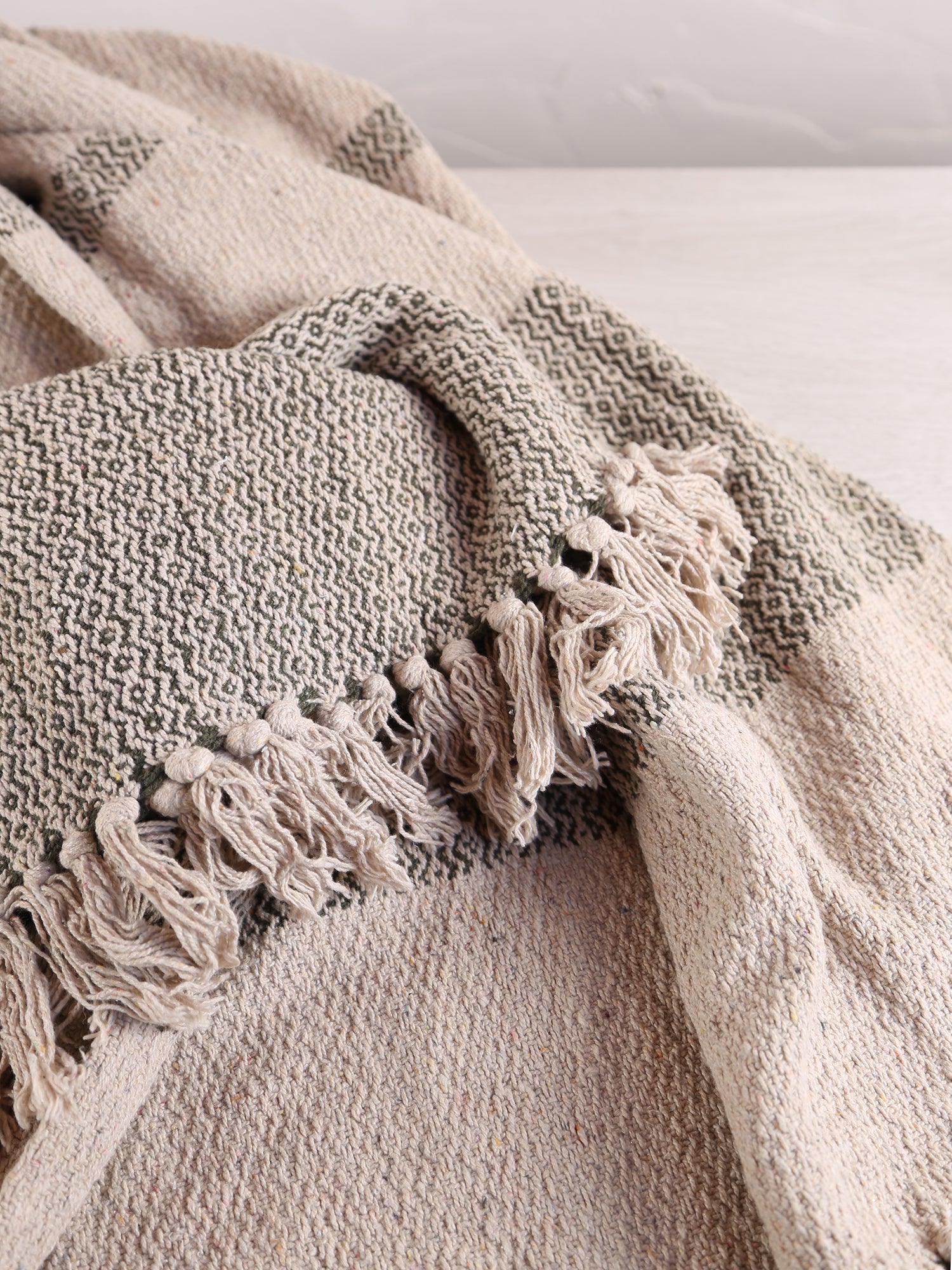 Fidan - Recycled Cotton Throw - Printed Green