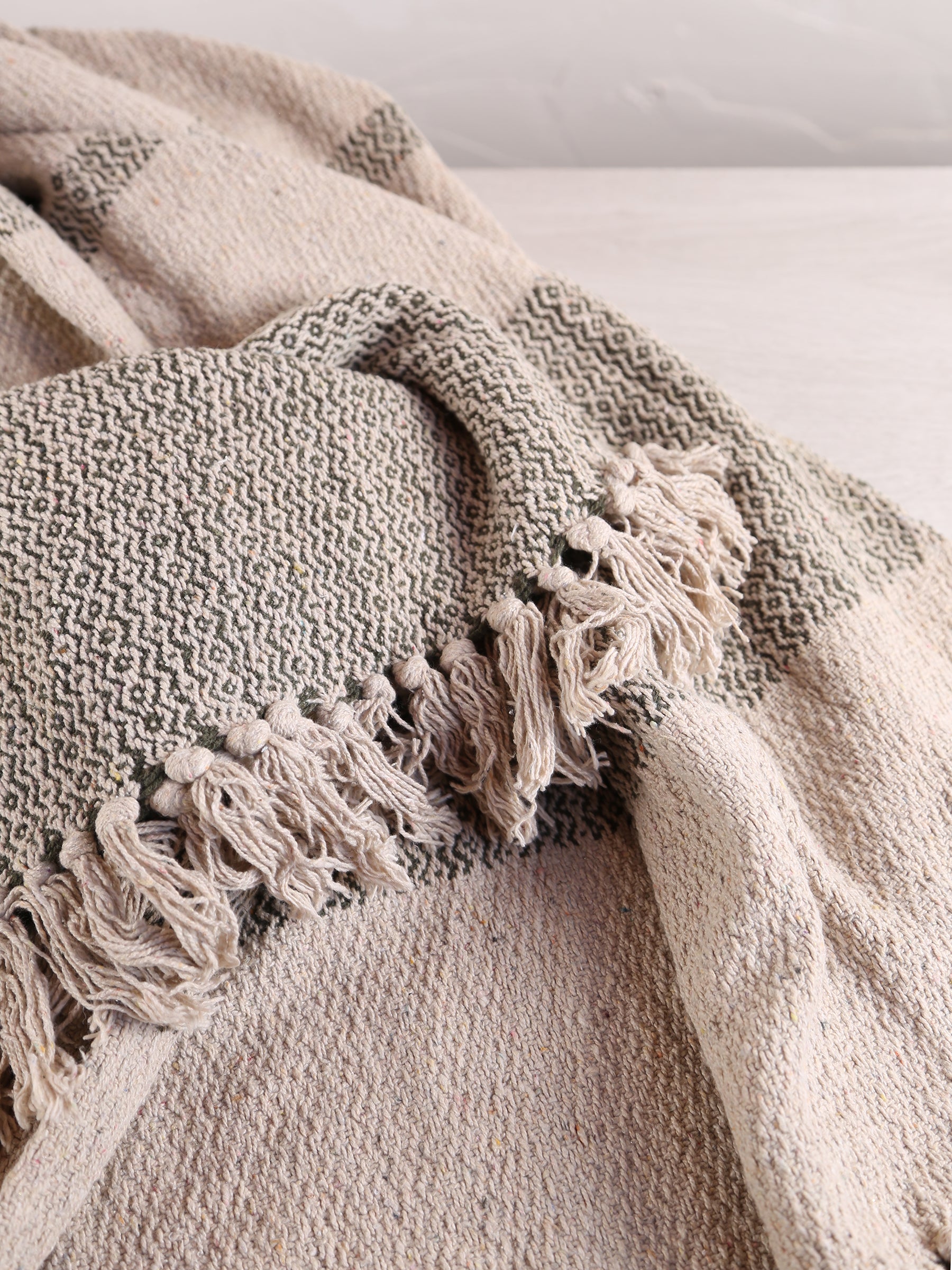 Fidan - Recycled Cotton Throw - Printed Green