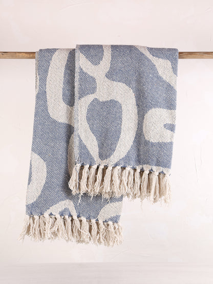 Tille - Printed Recycled Cotton Throw - Blue