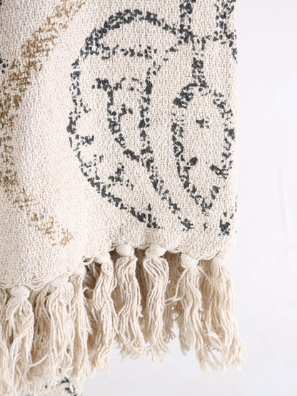 Freddy - Recycled Cotton Throw - Beige Patterned