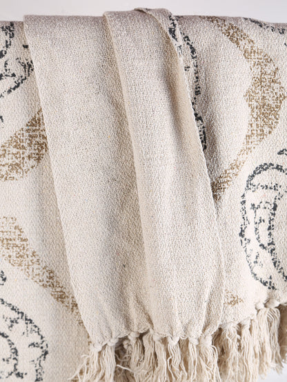 Freddy - Recycled Cotton Throw - Beige Patterned