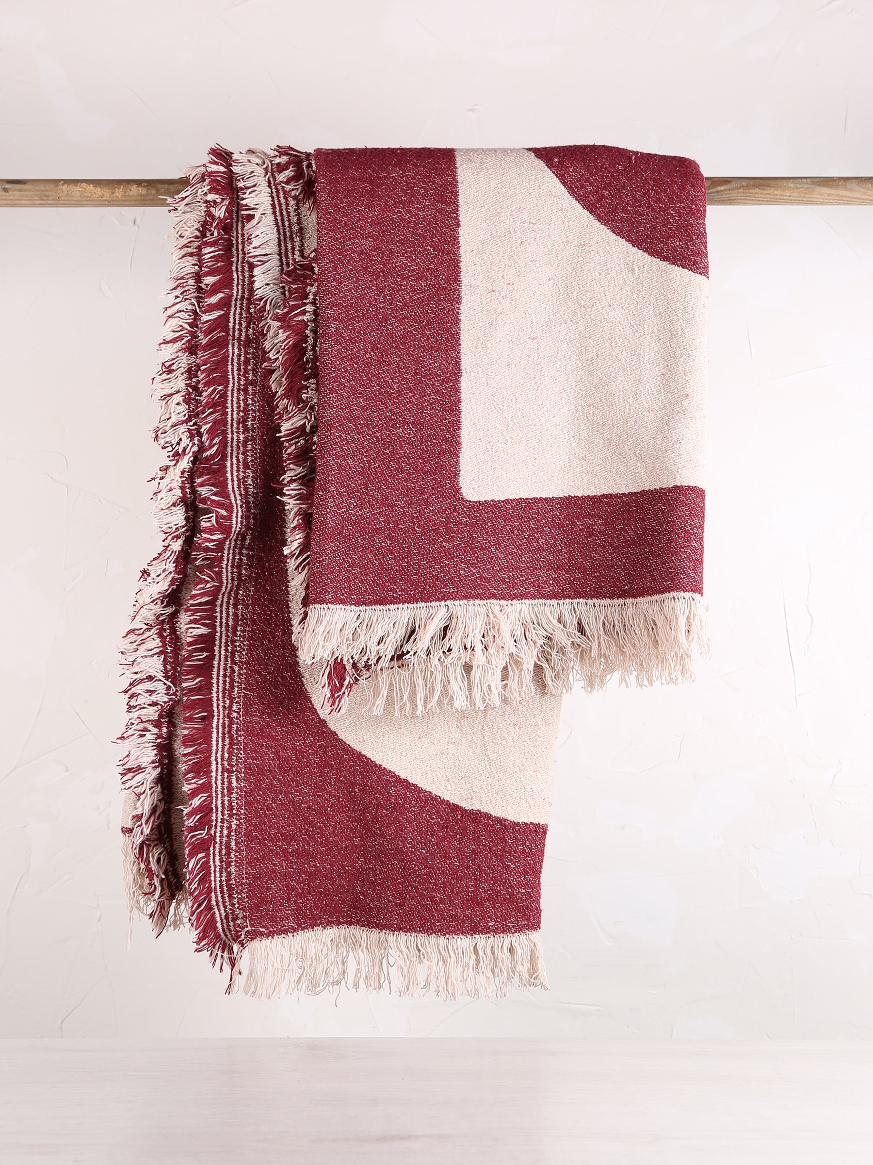 Olica Throw - Burgundy, Purple, Red - Recycled Cotton