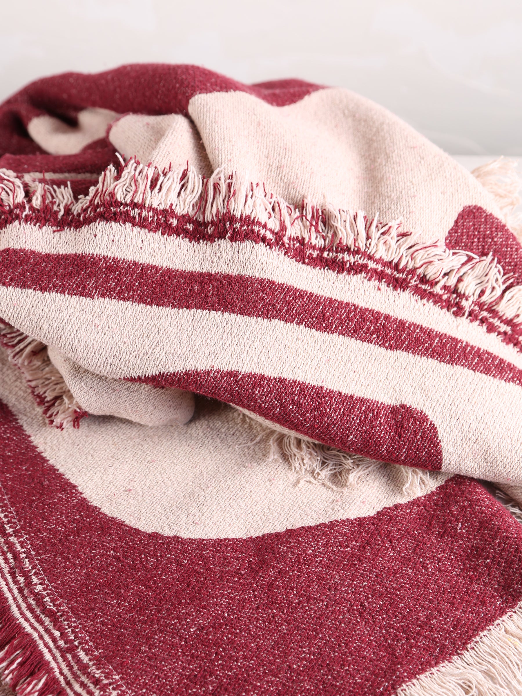 Olica Throw - Burgundy, Purple, Red - Recycled Cotton