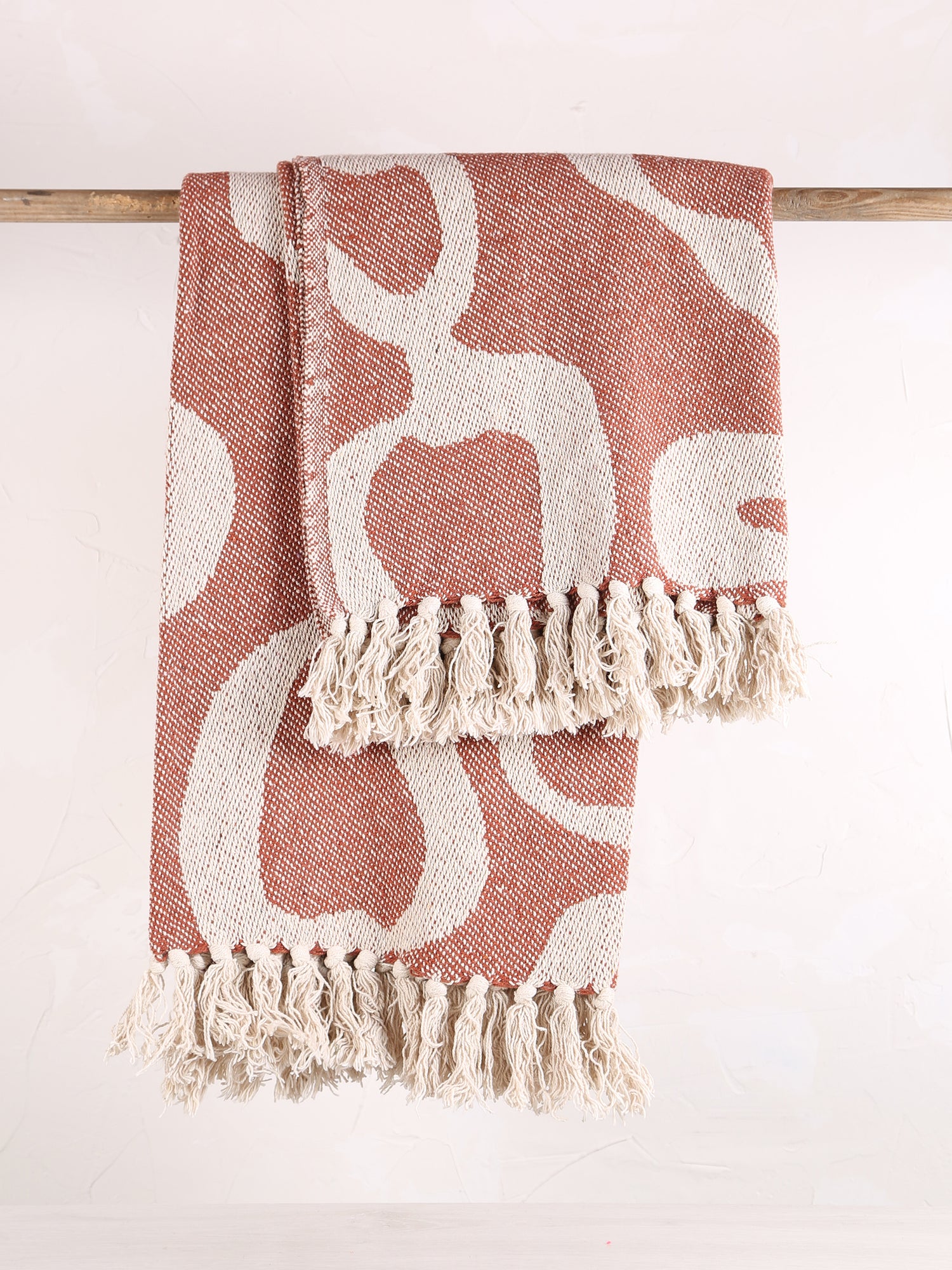 Tille - Printed Recycled Cotton Throw - Rust, Pink