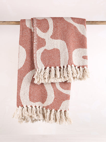 Tille - Printed Recycled Cotton Throw - Rust, Pink