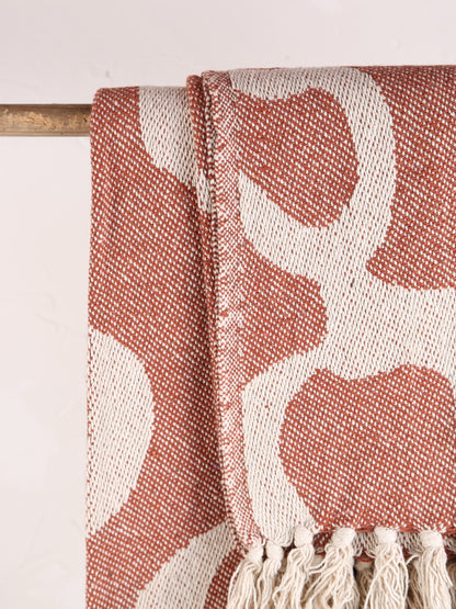 Tille - Printed Recycled Cotton Throw - Rust, Pink