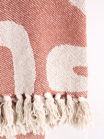 Tille - Printed Recycled Cotton Throw - Rust, Pink