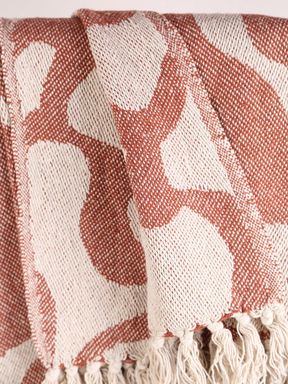 Tille - Printed Recycled Cotton Throw - Rust, Pink