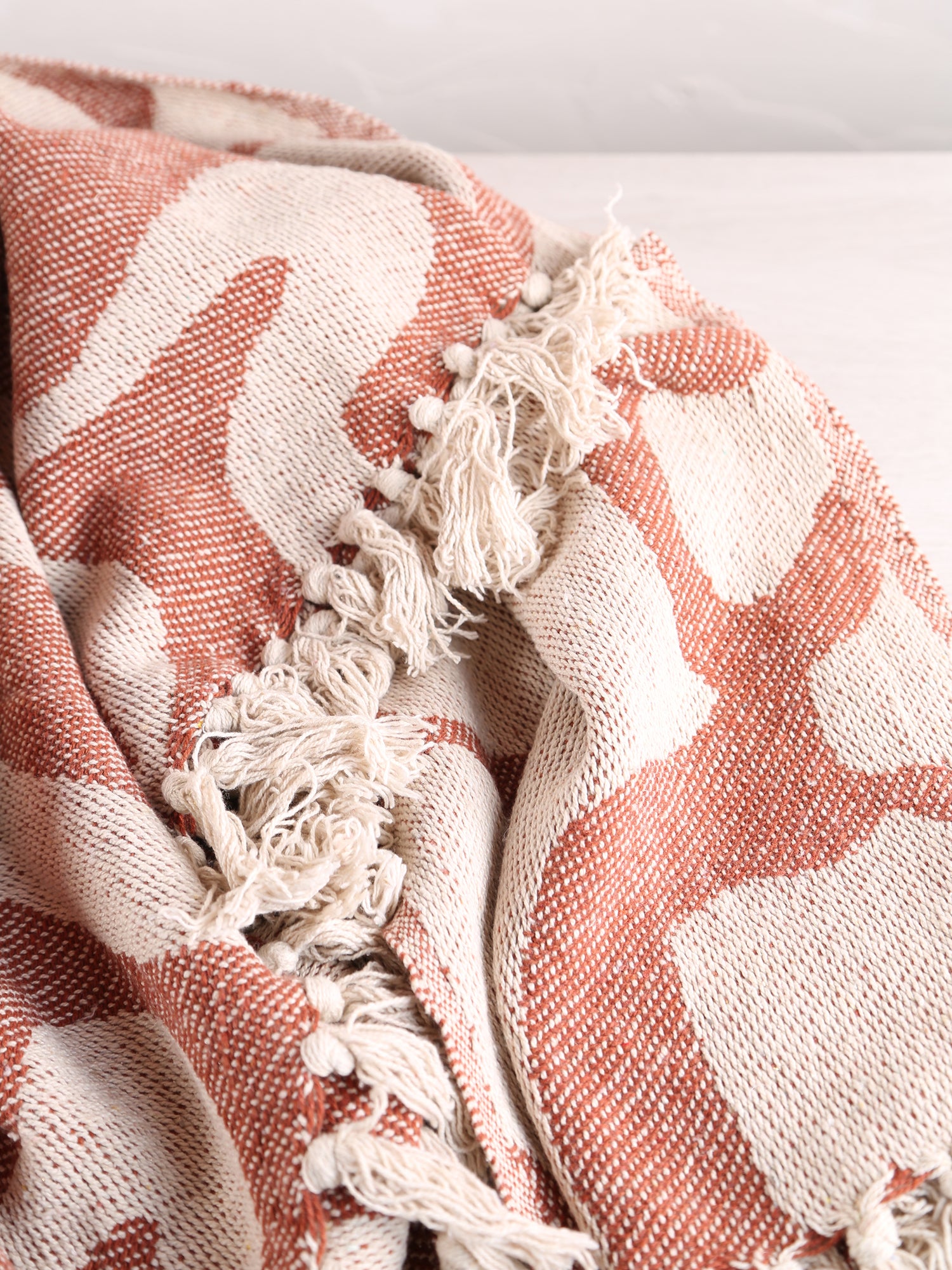 Tille - Printed Recycled Cotton Throw - Rust, Pink