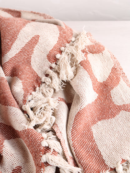 Tille - Printed Recycled Cotton Throw - Rust, Pink