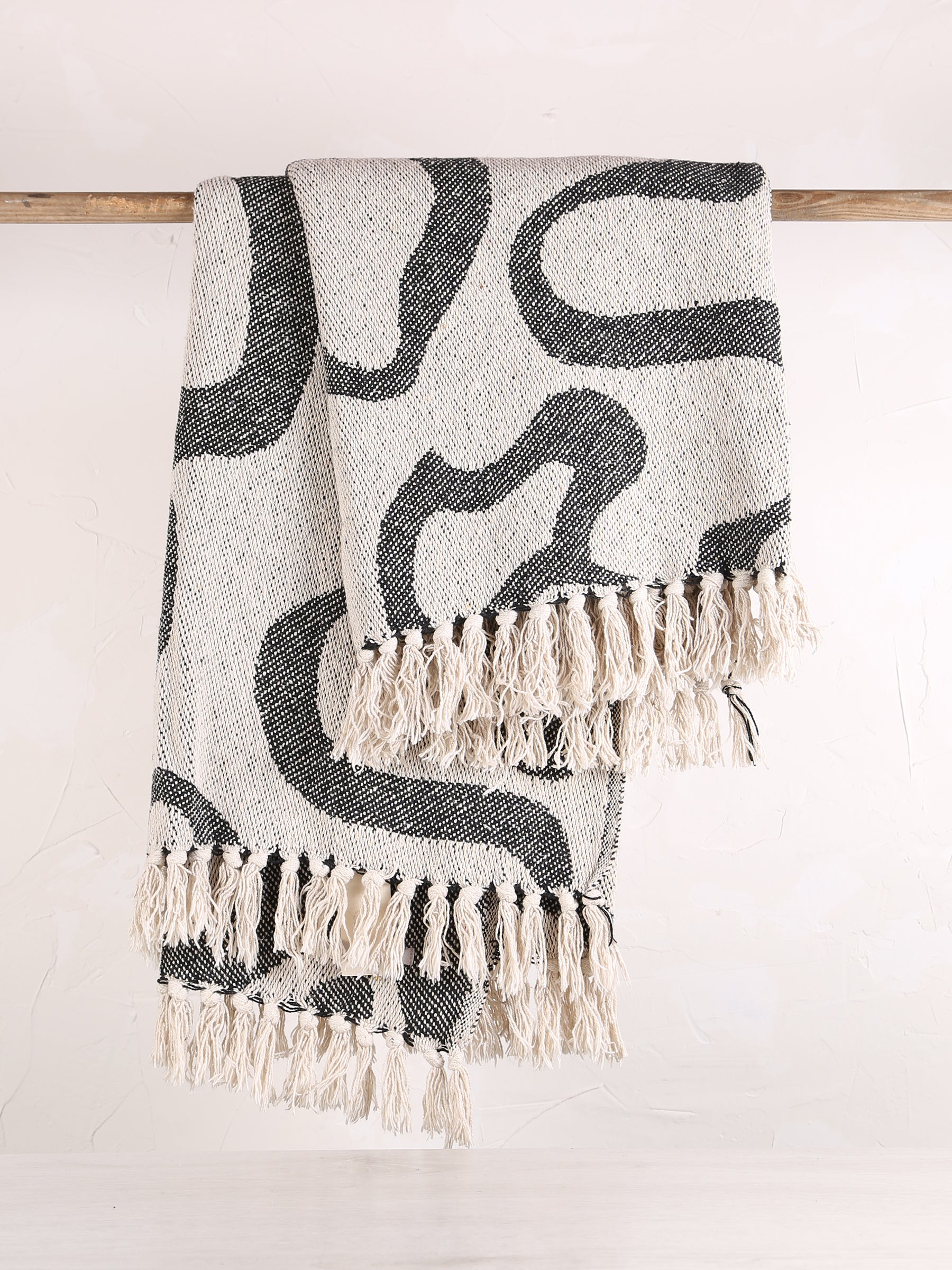 Tille - Printed Recycled Cotton Throw - Black