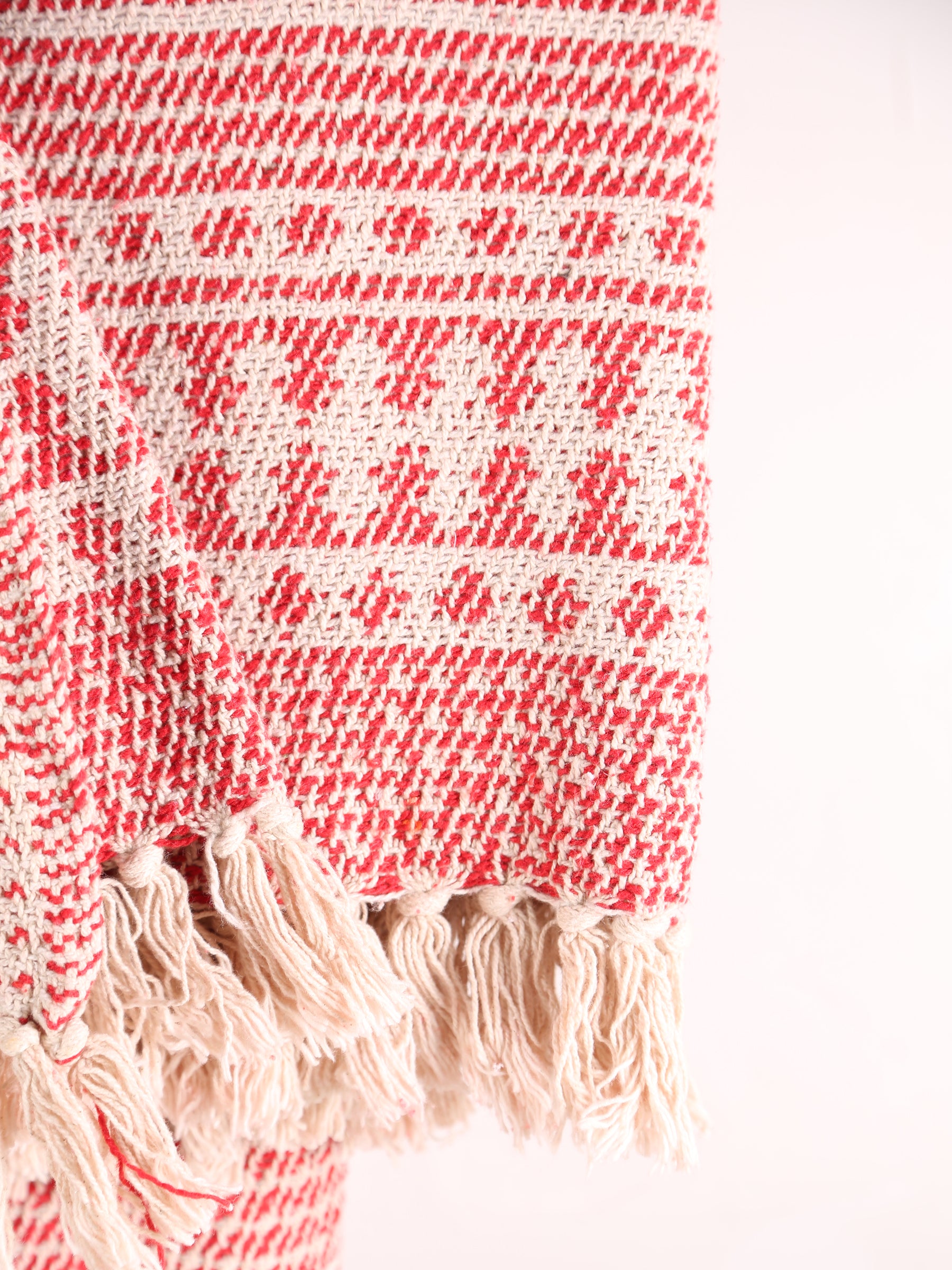 Oia Recycled Cotton Throw - Patterned Red