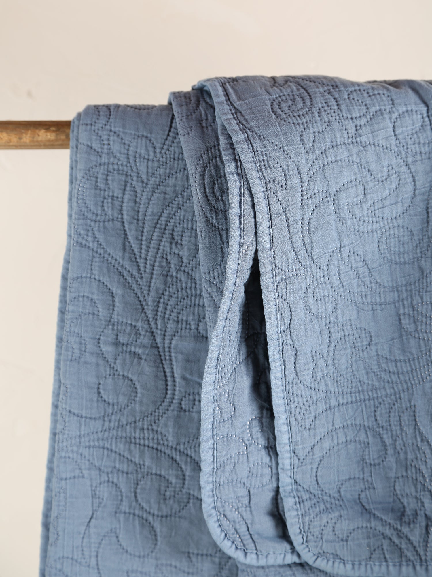 Isabelle Quilted Throw - Light Blue