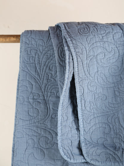 Isabelle Quilted Throw - Light Blue