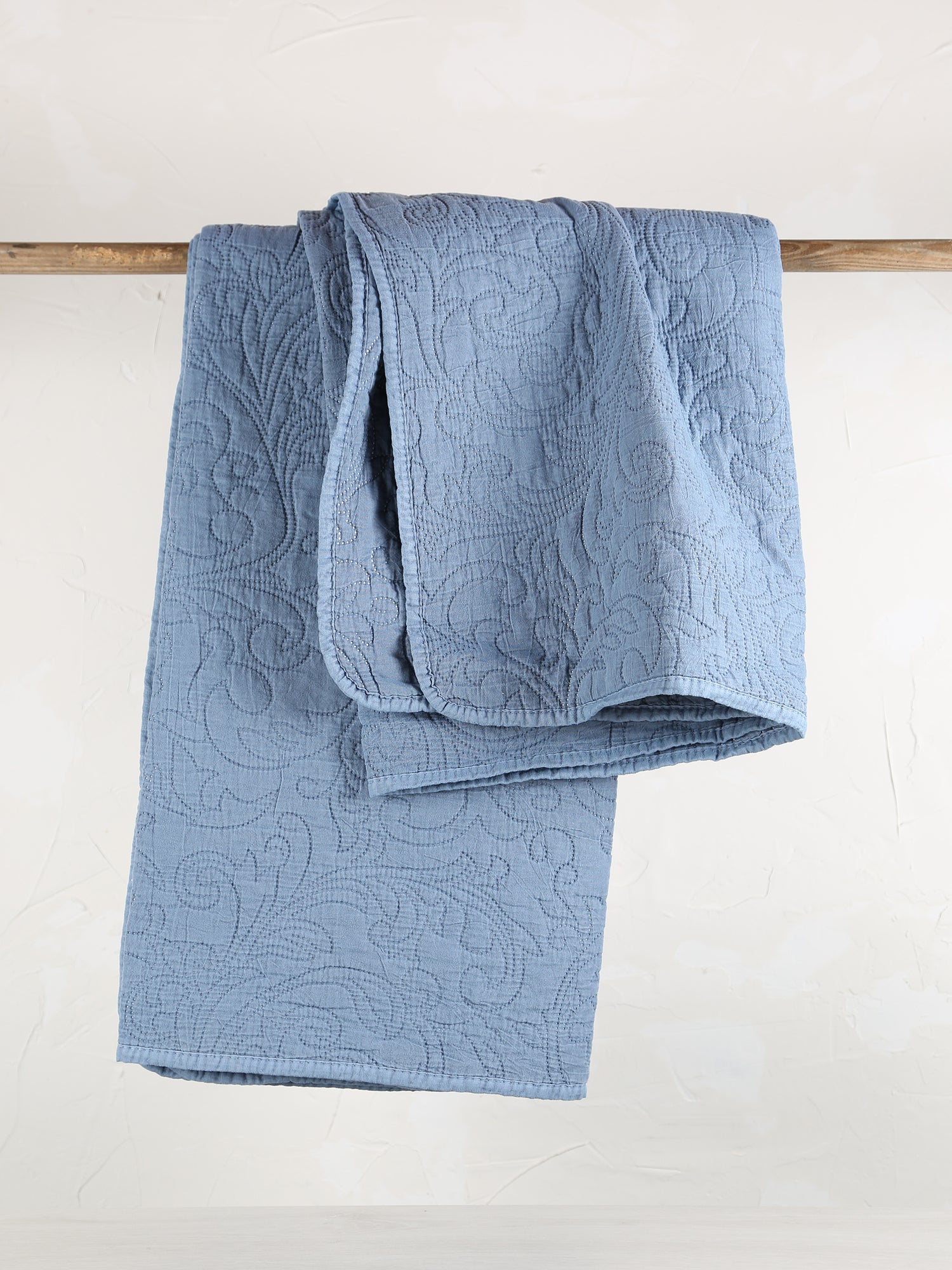 Isabelle Quilted Throw - Light Blue