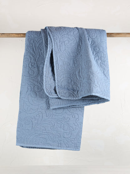 Isabelle Quilted Throw - Light Blue