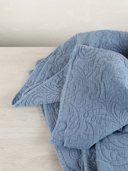 Isabelle Quilted Throw - Light Blue