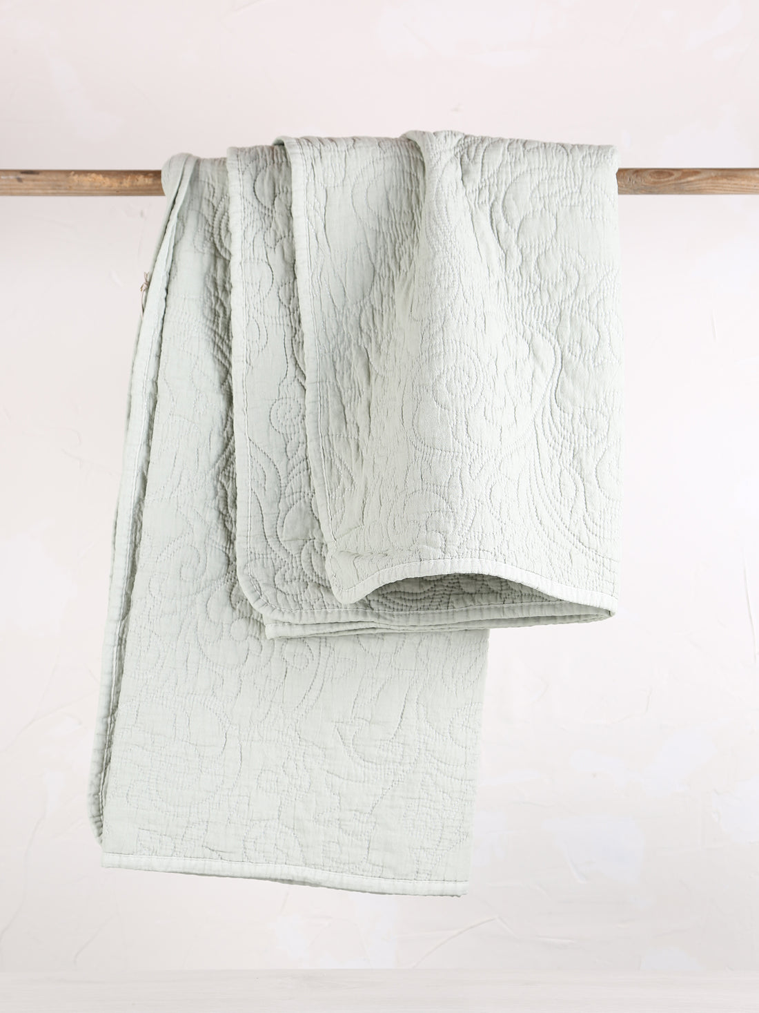Isabelle Quilted Throw - Light Sage