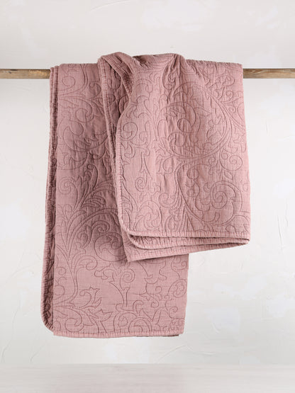 Isabelle Quilted Throw - Dark Rose