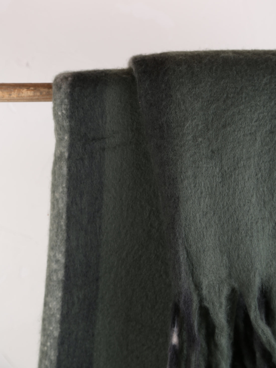 Isabel Recycled Striped Fringed Throw - Olive, Sage