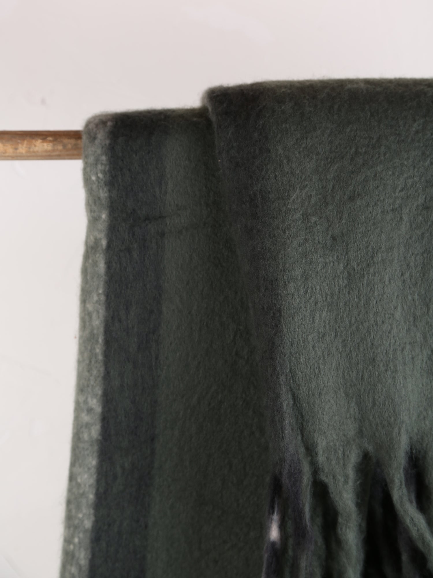 Isabel Recycled Striped Fringed Throw - Olive, Sage