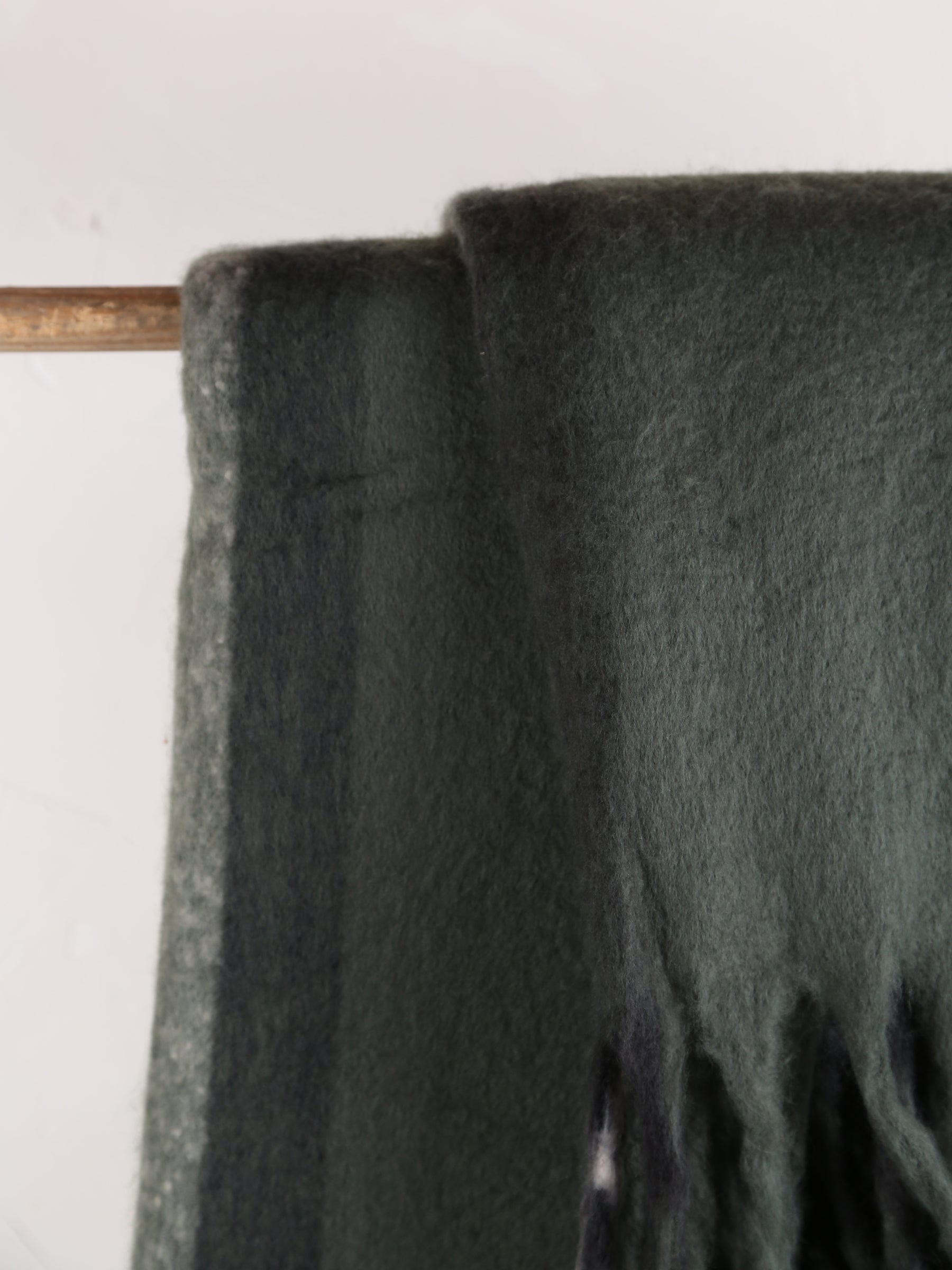 Isabel Recycled Striped Fringed Throw - Olive, Sage