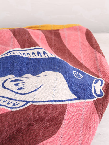 Remy Throw - Multi Block Fish Print - Recycled Cotton