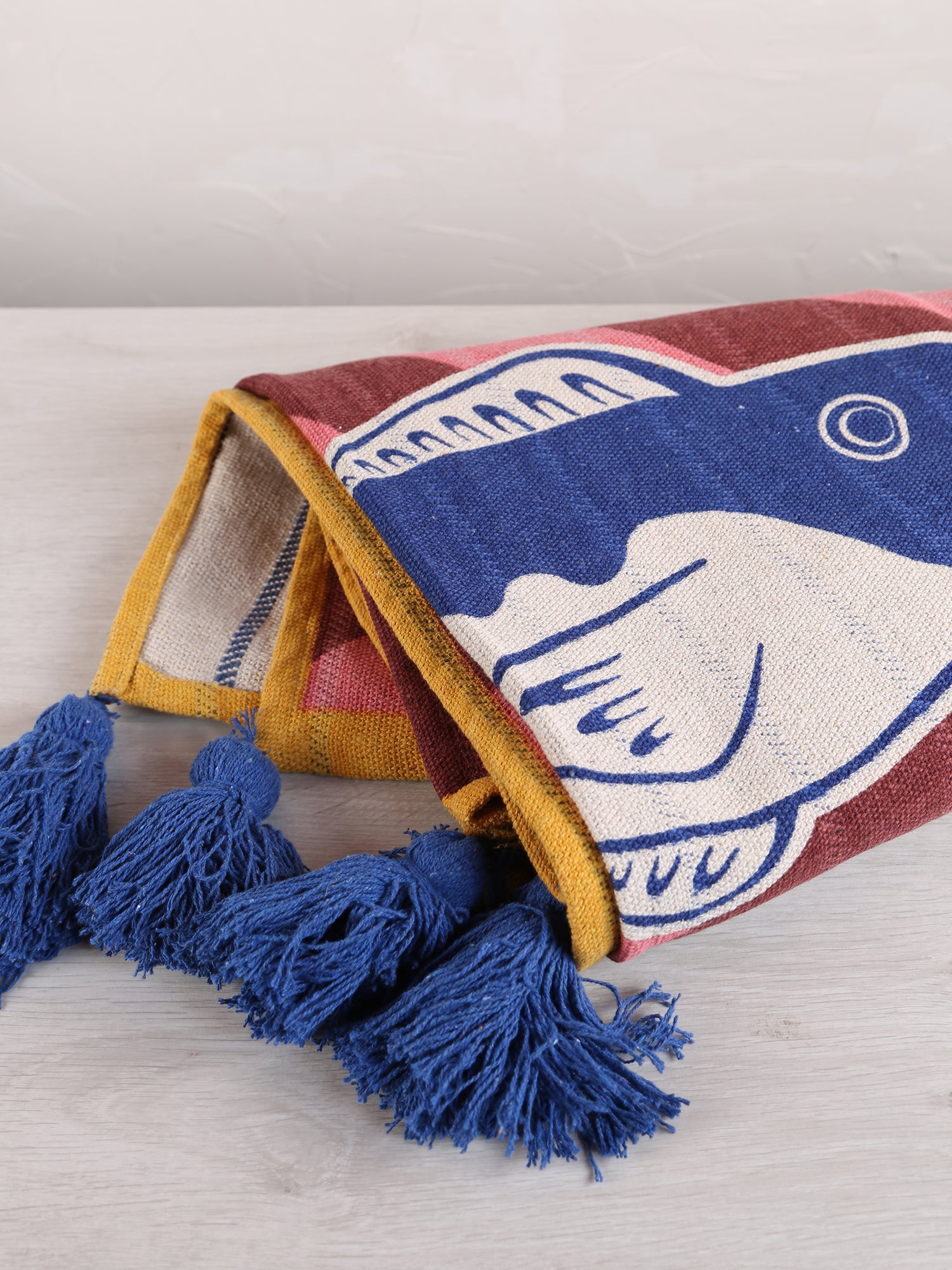 Remy Throw - Multi Block Fish Print - Recycled Cotton